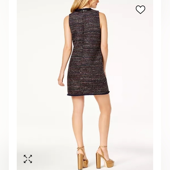 NWT $149 Faux Leather Trim Tweed Sheath Shift Dress - Picture 11 of 17
